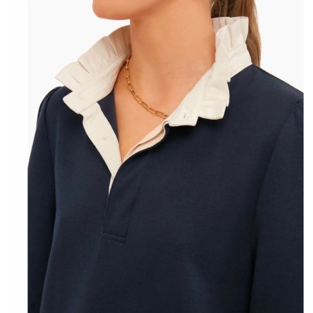 Tuckernuck Pomander Place Charlotte Navy Terry Mini Dress Fall (MSRP: $178) L - Picture 6 of 9